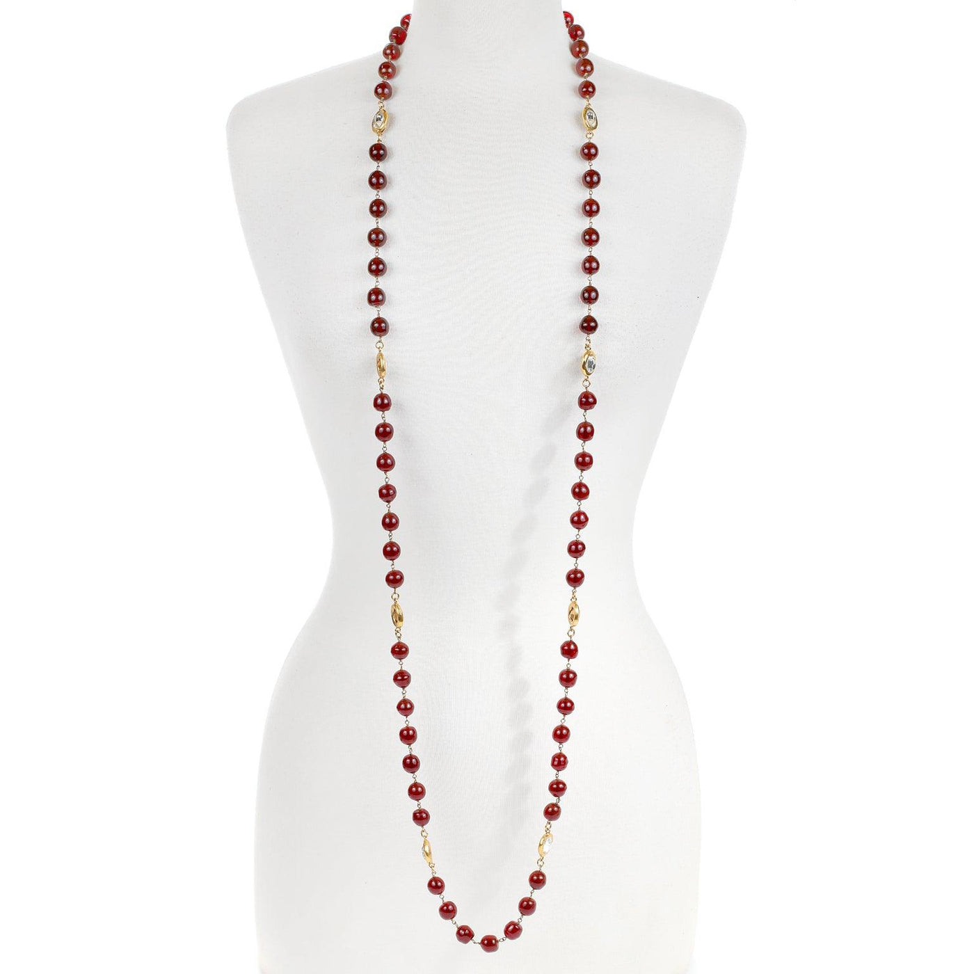 Chanel Red Gripoix and Crystal Extra Long Necklace - Only Authentics