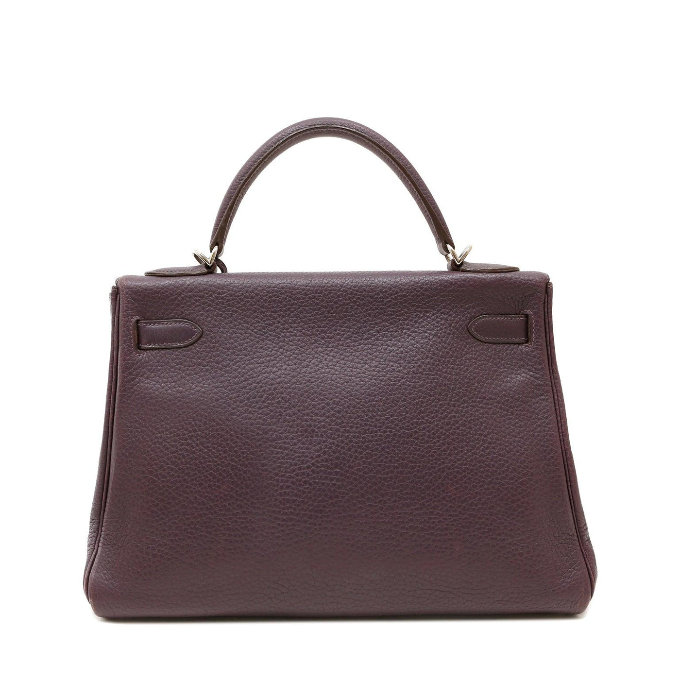 Hermès 32cm Raisin Clemence Kelly Bag with Palladium - Only Authentics