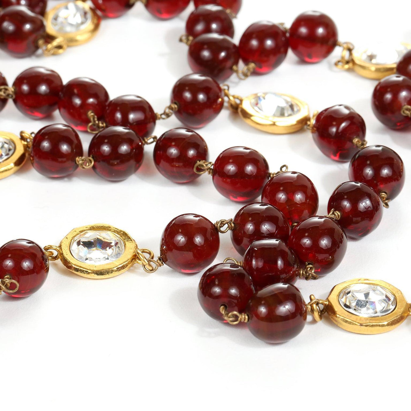Chanel Red Gripoix and Crystal Extra Long Necklace - Only Authentics