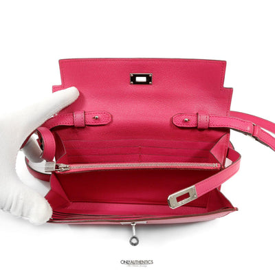 Hermès Rose Shocking Chevre Kelly Wallet To Go - Only Authentics