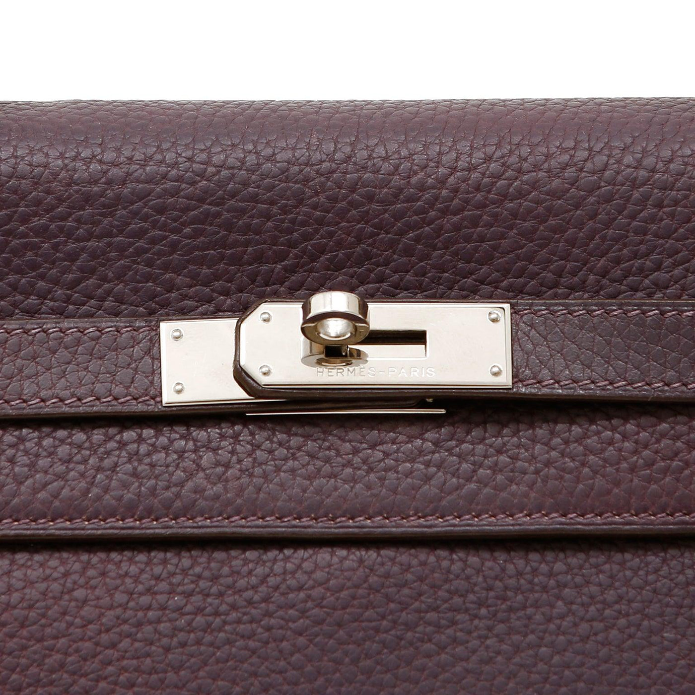 Hermès 32cm Raisin Clemence Kelly Bag with Palladium - Only Authentics