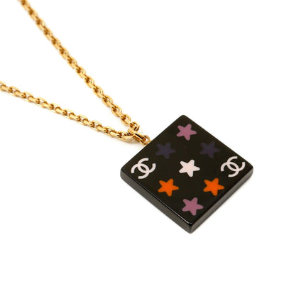 Chanel Black Resin Stars Medallion Necklace - Only Authentics