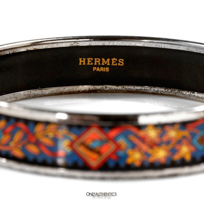 Hermès Blue Swirling Leaves Enamel Bracelet - Only Authentics