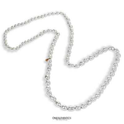 Chanel Silver Pearl Long Necklace - Only Authentics