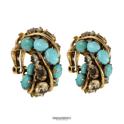 Iradj Moini Turquoise and Crystal Earrings - Only Authentics