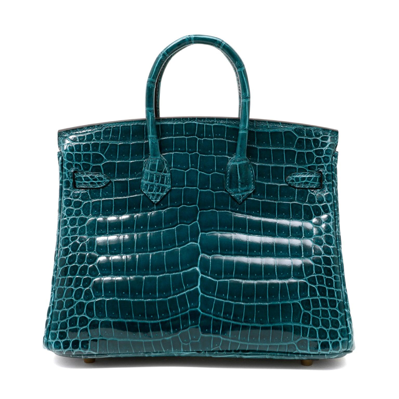 Hermès 25cm Vert Biosphere Croc Birkin W/ Gold Hardware - Only Authentics