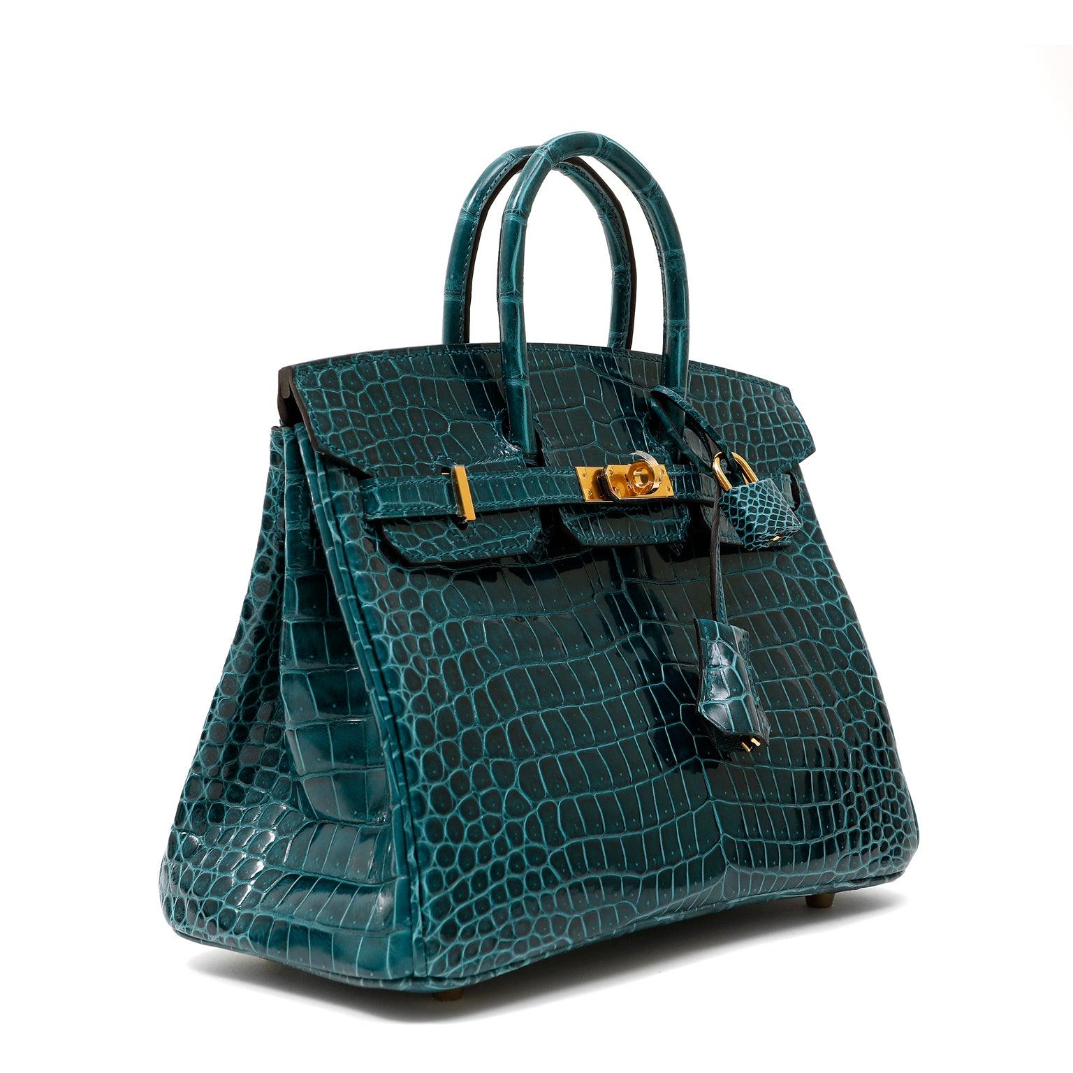 Hermès 25cm Vert Biosphere Croc Birkin W/ Gold Hardware - Only Authentics