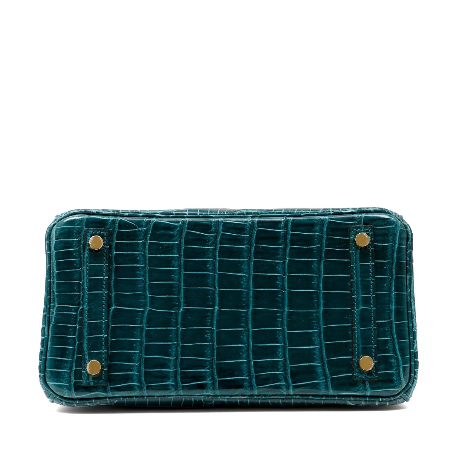 Hermès 25cm Vert Biosphere Croc Birkin W/ Gold Hardware - Only Authentics