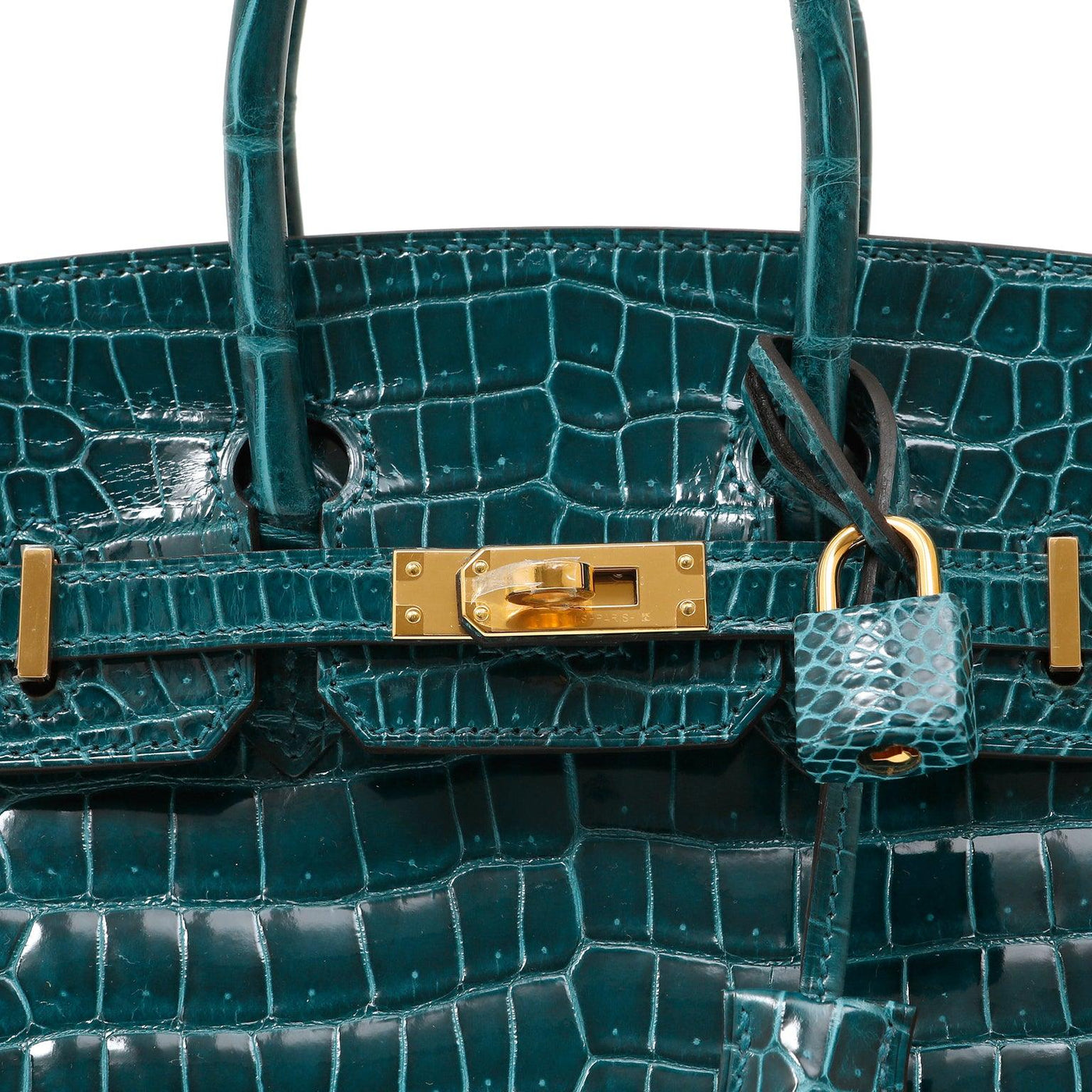 Hermes 25cm Kelly Crocodile Porosus Blue Jean Bag Gold Hardware
