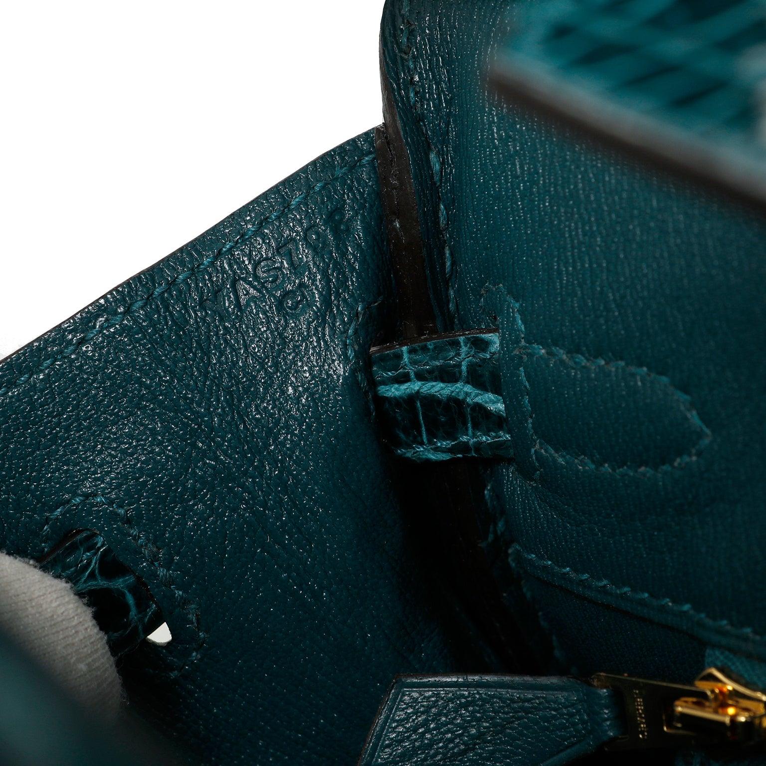 Hermès 25cm Vert Biosphere Croc Birkin W/ Gold Hardware - Only Authentics
